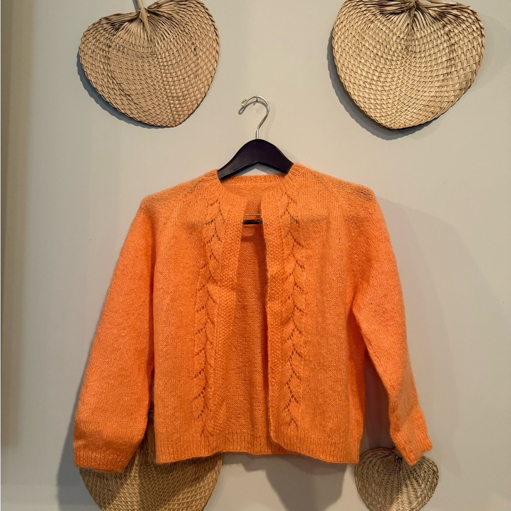 Orange Knit Cardigan Handmade